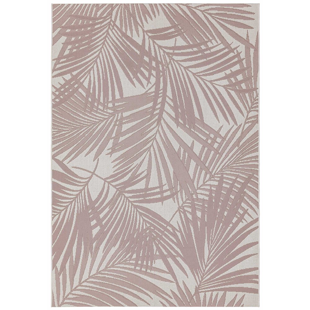 Patio PAT21 Botanical Palm Leaf Outdoor Rugs in Pink